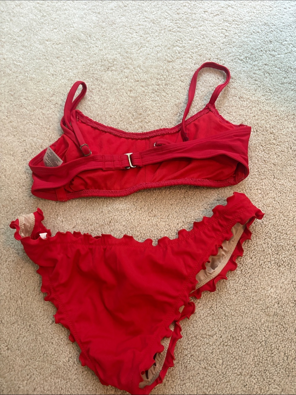 Red Ruffled Two-Piece Bikini Set - Picture 2 of 4